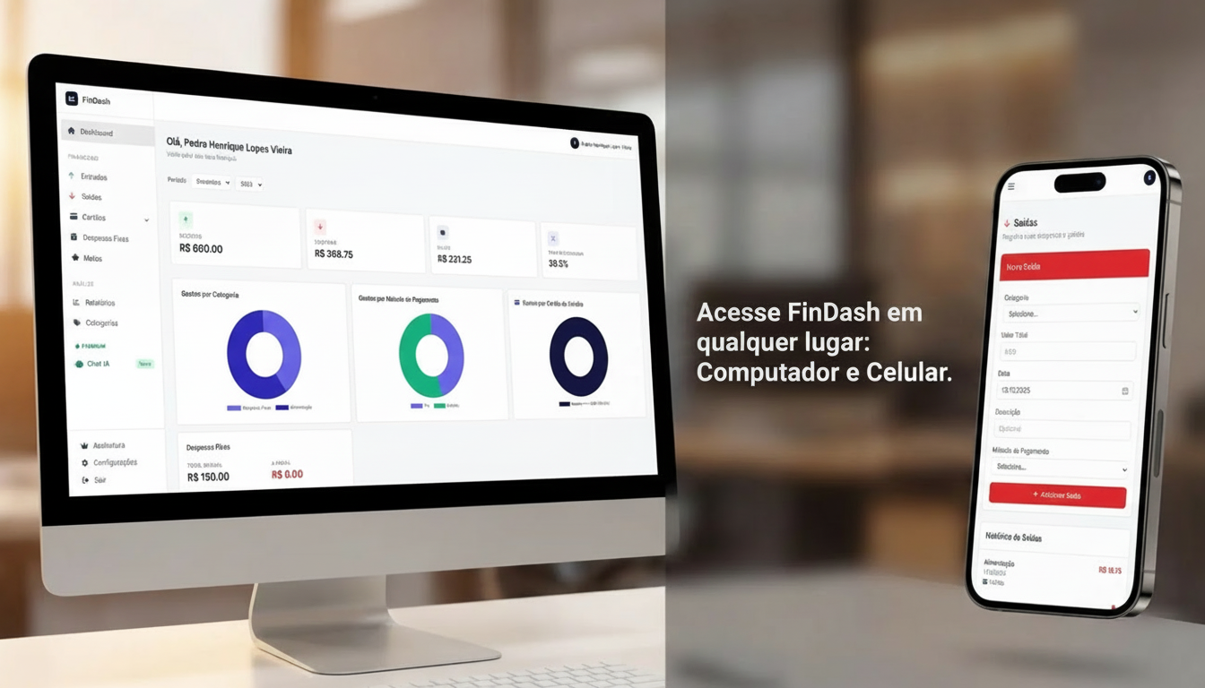 FinDash - Dashboard Financeiro em Computador e Celular
